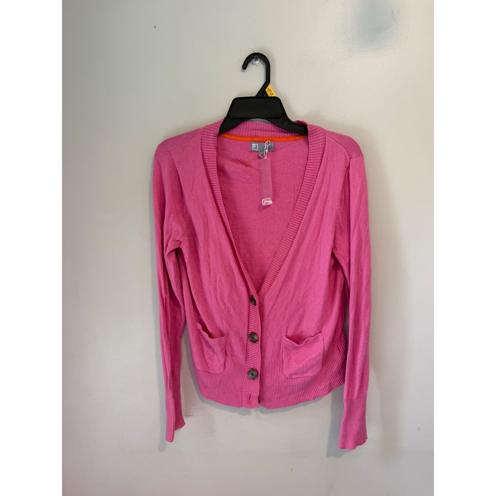 JCP Pink Cashmere Blend Button Front V-Neck Cardigan Sweater Womens Large